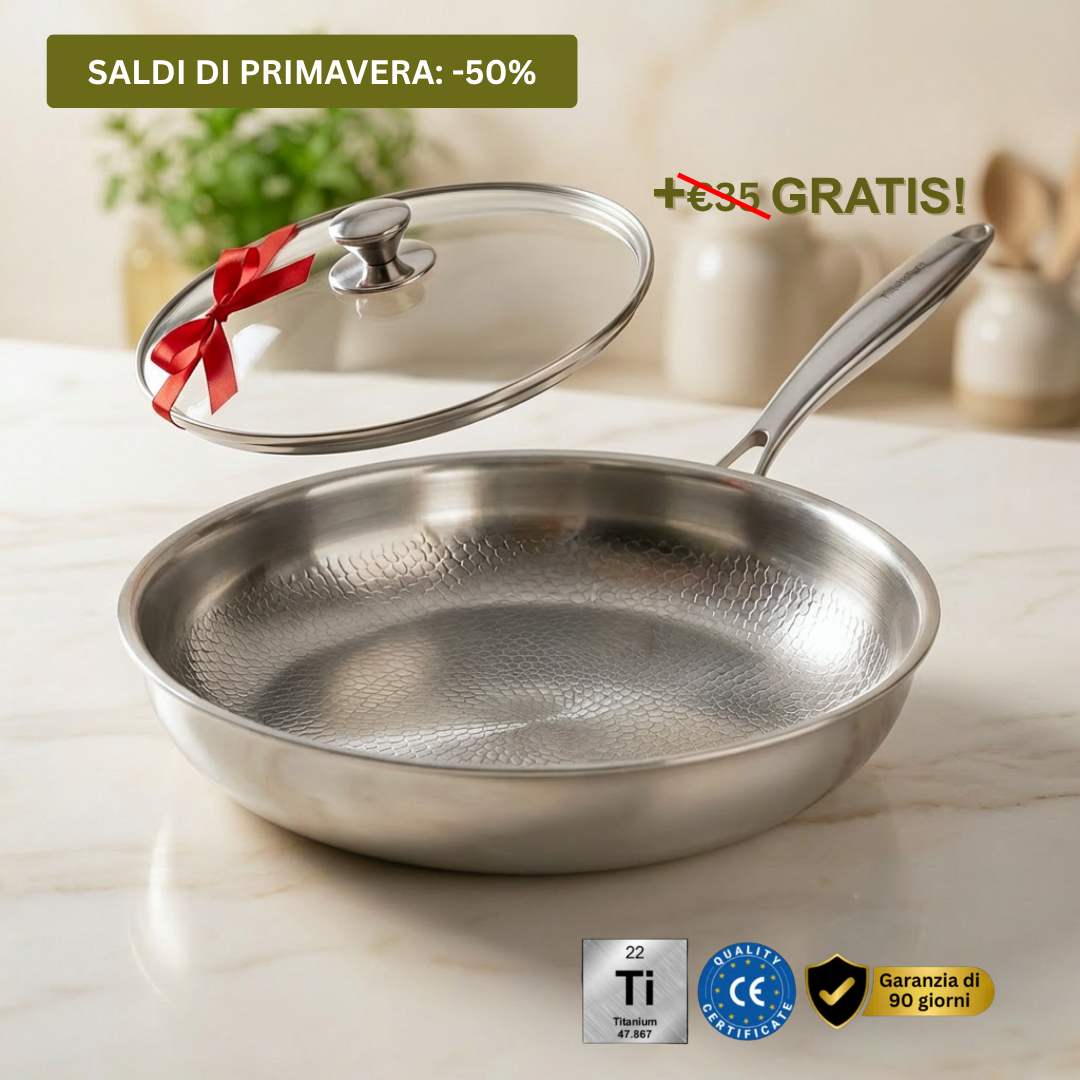 Padella In Titanio Puro Ultra Leggera 19 Cm Con Borsa, Antiaderente E Resistente Alle Alte Temperature, Perfetta Per Campeggio, Trekking E Cucina All'Aperto