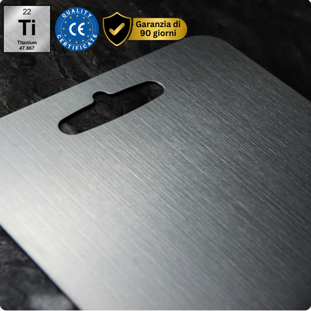 Tagliere In Acciaio Inox Titanio 30x20 Cm Con Gancio: Antibatterico E A Doppia Faccia - 3